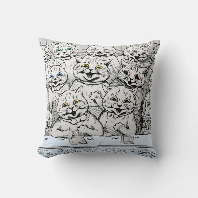 Vintage Louis Wain Cats at the Theatre Cushion (Front)