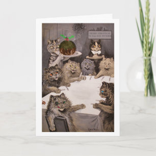Vintage Louis Wain Cats Christmas Art Card