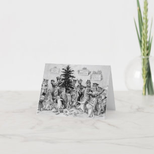 Vintage louis wain christmas cats holiday card