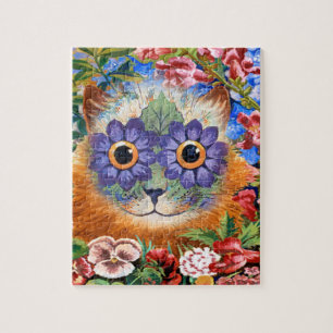 Vintage Louis Wain Flower Cat Art Puzzle
