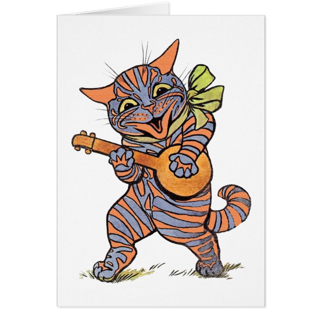 Vintage Louis Wain Jazzy Musical Cat Card (Front)