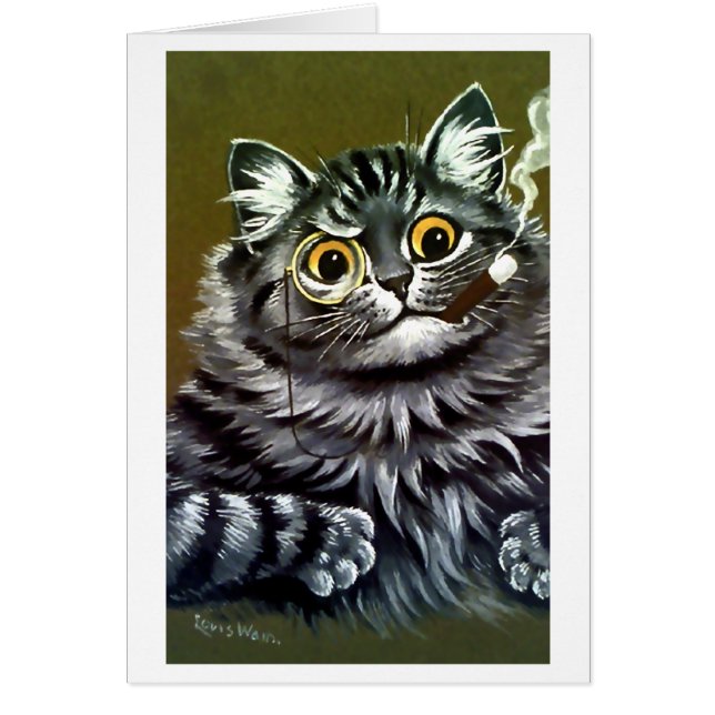 Vintage Louis Wain Let Me Think Cat Card (Front)