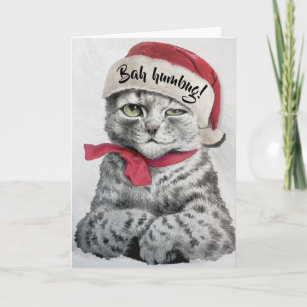 Vintage Louis Wain Santa Tabby Cat Art Holiday Card