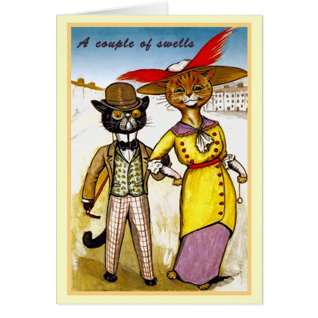 Vintage Louis Wain Swell Cat Couple Card (Front)