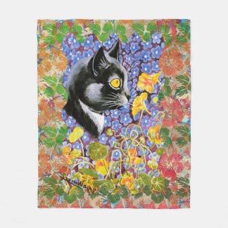 Vintage Louis Wain Tuxedo Cat Art Fleece Blanket