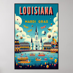 Vintage Louisiana Mardi Gras Parade Poster