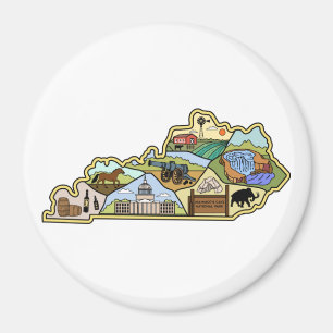 Vintage Louisville Lexington Kentucky Map Magnet