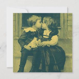 Vintage Love and Romance, Children Kiss Invitation