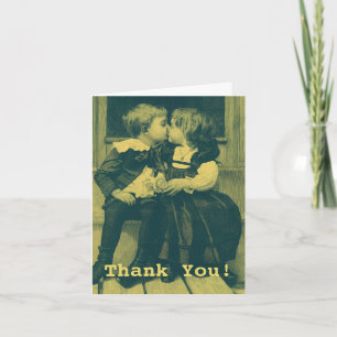 Vintage Love and Romance, Children Kiss Thank You Card