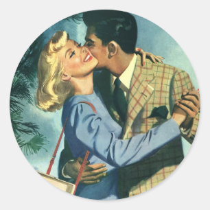 Vintage Love and Romance, Christmas Dance Classic Round Sticker