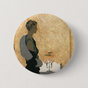 Vintage Love and Romance, Couple Elegant Dinner 6 Cm Round Badge