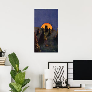 Vintage Love and Romance, Harvest Moon Kiss Poster