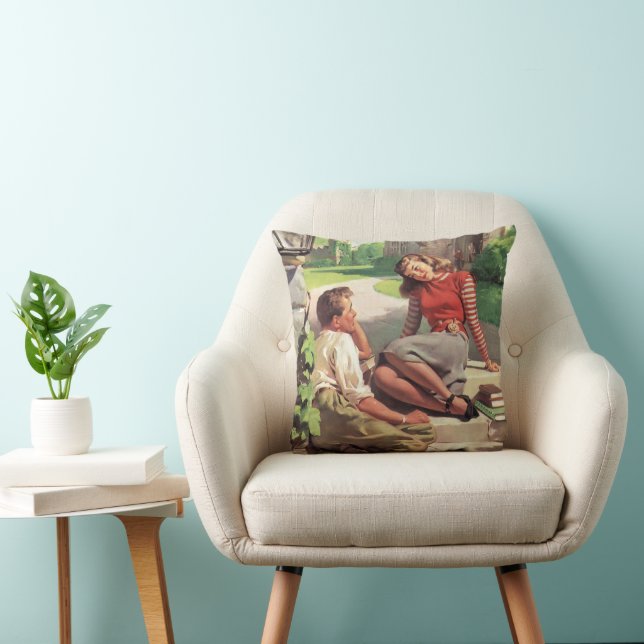 Vintage Love and Romance, High School Sweethearts Cushion (Chair)