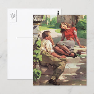 Vintage Love and Romance, High School Sweethearts Postcard