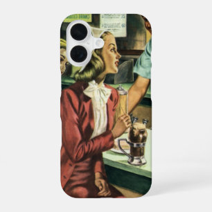 Vintage Love and Romance, Lady at the Soda Shop iPhone 16 Case