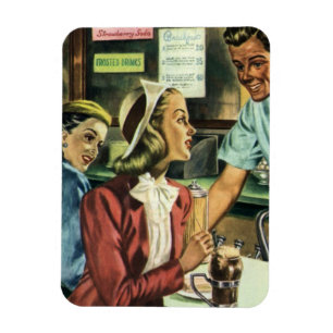 Vintage Love and Romance, Lady at the Soda Shop Magnet