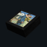 Vintage Love and Romance Newlyweds Buy First House Gift Box<br><div class="desc">Vintage illustration love and romance image featuring a young couple kissing. A kiss to seal the deal and celebrate the purchase of their new home. A slight fixer upper. Great housewarming gift!</div>