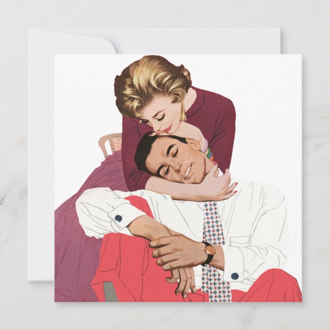 Vintage Love and Romance, Newlyweds in Pink Announcement (Front)