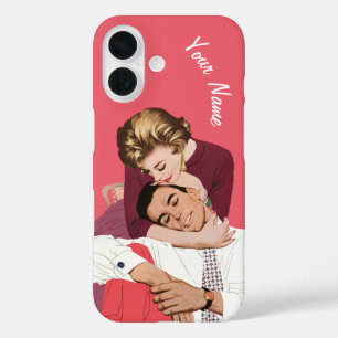Vintage Love and Romance, Newlyweds in Pink iPhone 16 Case