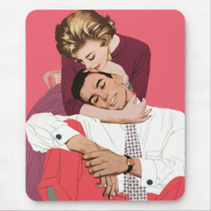 Vintage Love and Romance, Newlyweds in Pink Mouse Pad