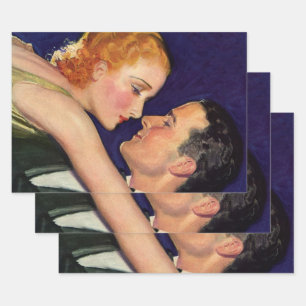 Vintage Love and Romance, Retro Hollywood Movies Wrapping Paper Sheet