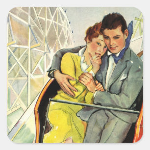 Vintage Love and Romance, Roller Coaster Ride Square Sticker
