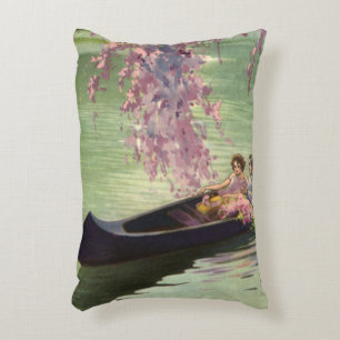 Vintage Love and Romance, Romantic Canoe Ride Decorative Cushion