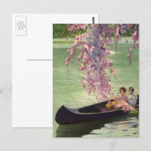 Vintage Love and Romance, Romantic Canoe Ride Postcard