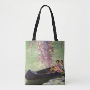 Vintage Love and Romance, Romantic Canoe Ride Tote Bag