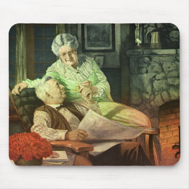 Vintage Love and Romance; Romantic Grandparents Mouse Pad (Front)
