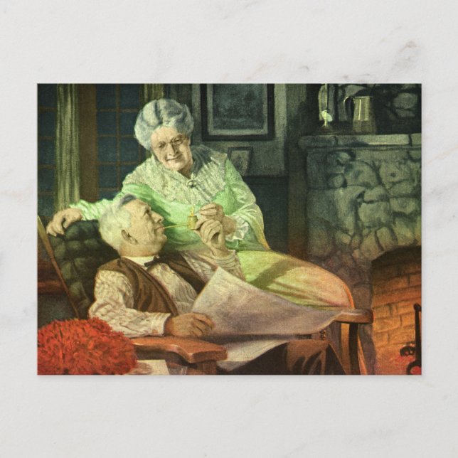 Vintage Love and Romance; Romantic Grandparents Postcard (Front)