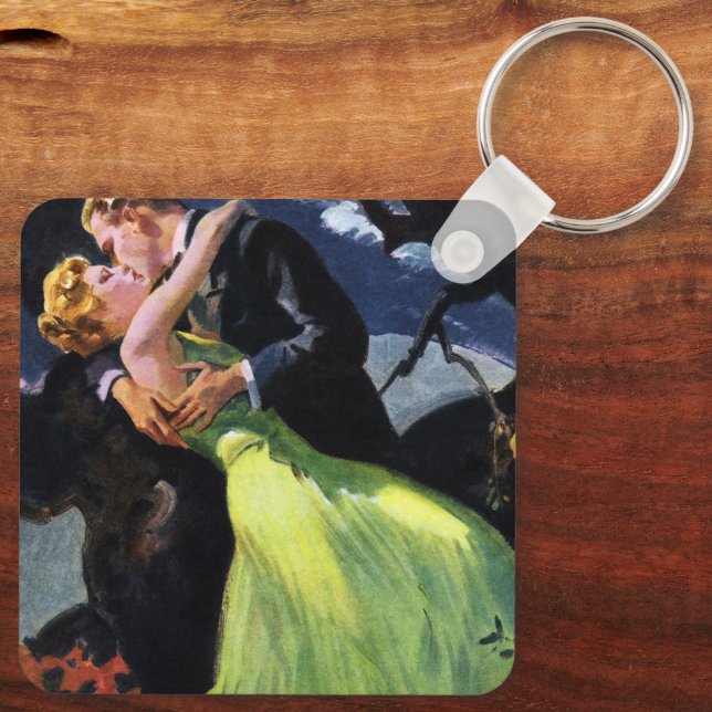 Vintage Love and Romance, Romantic Kiss Key Ring (Back)