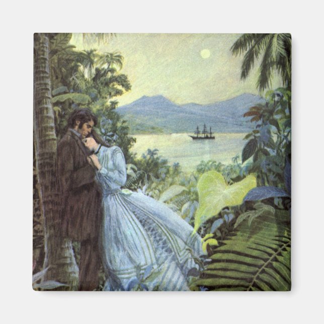 Vintage Love and Romance, Romantic Tropical View Magnet (Front)