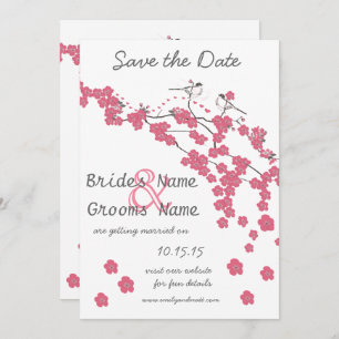 Vintage Love Bird Cherry Blossom Save the Date Invitation