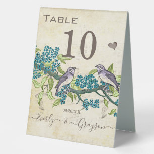 Vintage Love Bird Purple Teal Blue Green    Table 