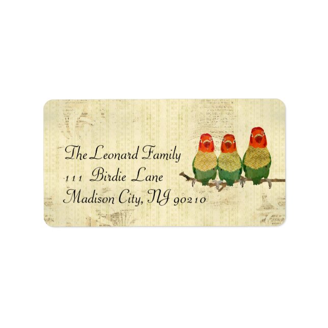 Vintage Love Birds Address Label (Front)