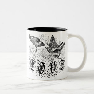 Vintage Love Birds Apparel and Gifts Two-Tone Coffee Mug