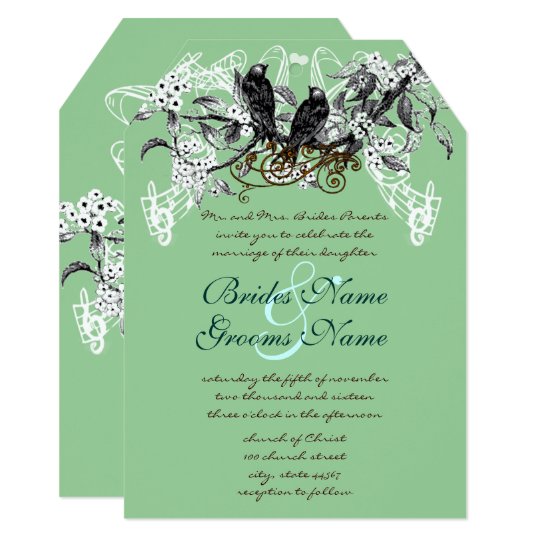 Vintage Love Birds Blooming Branch Wedding Card