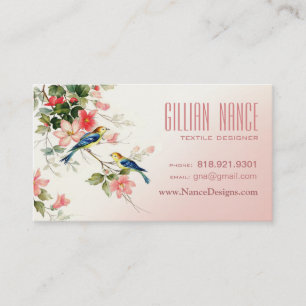 Vintage Love Birds blush pink white Business Card
