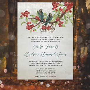 Vintage Love Birds Boho Wedding Invitations