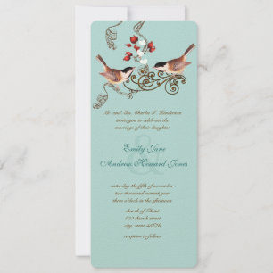 Vintage Love Birds Chickadees Wedding Invitation