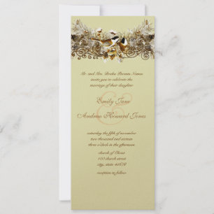 Vintage Love Birds Chickadees Wedding Invitation