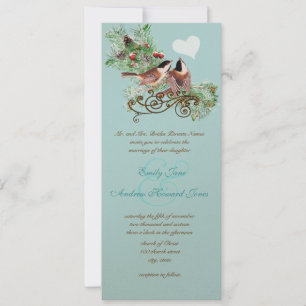 Vintage Love Birds Chickadees Wedding Invitation