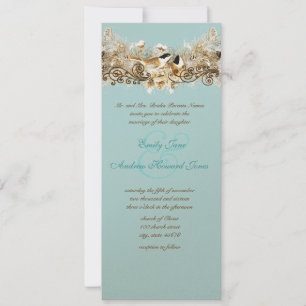 Vintage Love Birds Chickadees Wedding Invitation