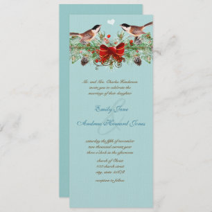 Vintage Love Birds Chickadees Wedding Invitation