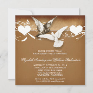 vintage love birds engagement party invitations