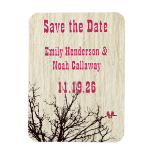 Vintage Love Birds Sitting in a Tree Save the Date Magnet