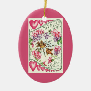 Vintage Love Birds Valentine's Day Ornament