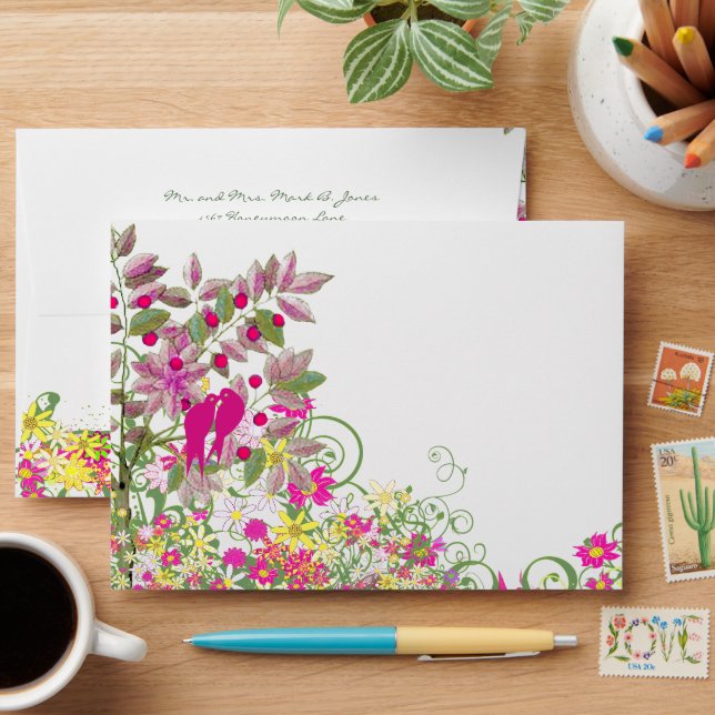 Vintage Love Birds Wedding  Envelopes (Desk)