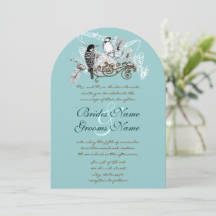 Vintage Love Birds Wedding Invitation